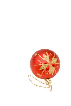 Red Christmas bauble with a loop isolated on a white background