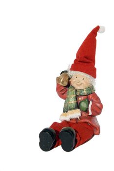 Christmas gnome with hat and bell isolated on white background