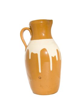 Old clay jug isolated on a white background