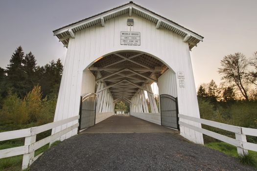 Weddle Covered Bridge Over Ames Creek in Sweet Home Oregon
