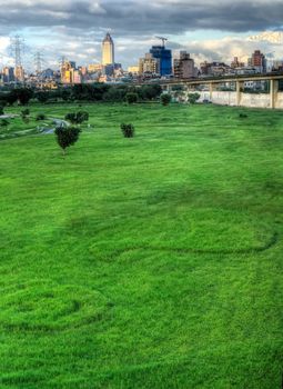 It is a big grassland with city.