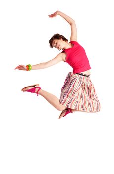 people series: young girl in bright clothes flight