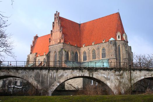 Old ancient basilica in Strzegom, Poland