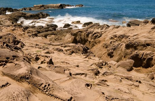 It is beautiful sandstone erosion coastline in Kenting of Taiwan.