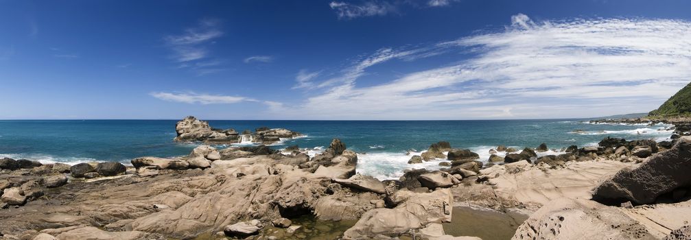 It is beautiful sandstone erosion coastline in Kenting of Taiwan.