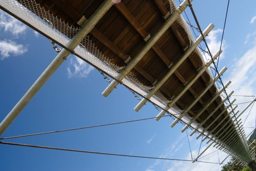 It is a beautiful bridge with blue sky.