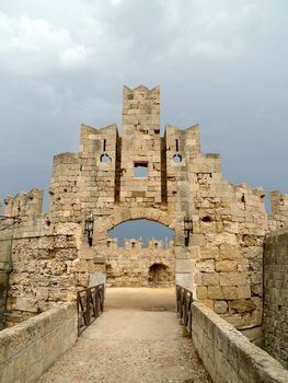 Entering the Palace of The Grand Masters, Rhodes, Greece