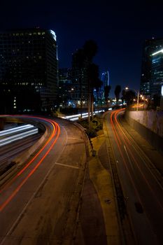 Decisions Decisions, what route to take?  A beautiful night shot of Los Angeles California.