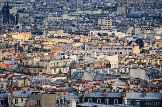 Panoramic view residential quarter of Montmartre in Paris. France