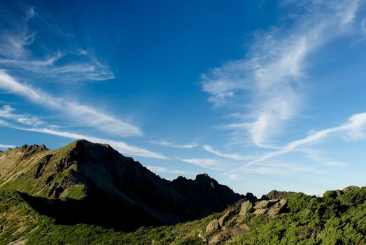 It is very beautiful clouds and mountain.