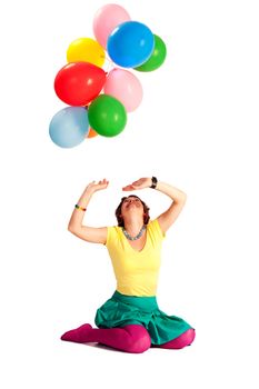 people series: young girl play with balloons