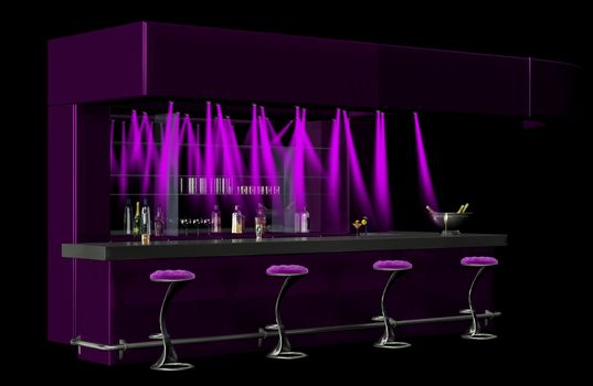 A purple cocktail bar