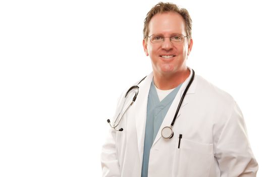 Smiling Male Doctor Isolated on a White Background.