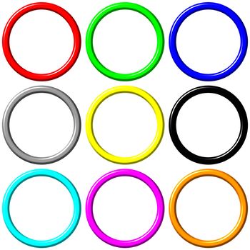 Colorful rings isolated in white