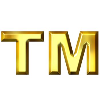 3d golden trademark symbol isolated in white