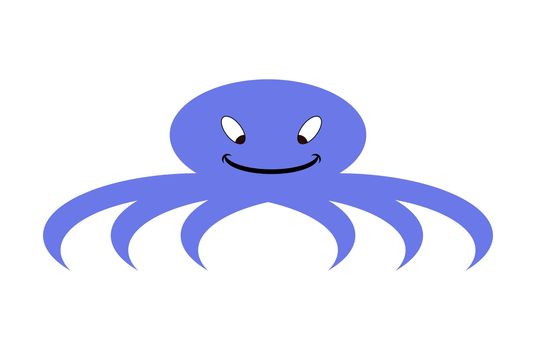 illustration showing a blue octopus