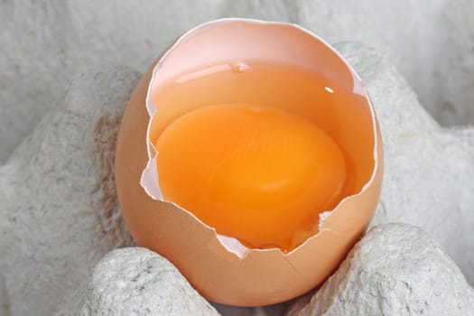 Brown eggs in detail on a tray