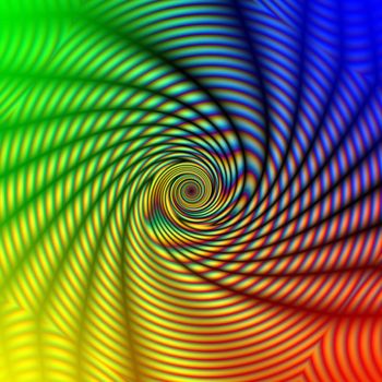 abstract rainbow colourful striped concentric spiral with center