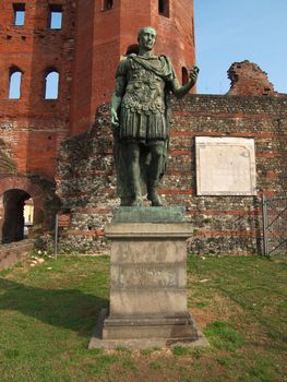 Julius Caesar monument at Palatine towers in Turin, Italy