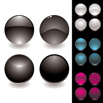 collection of four different round icons with colour variation
