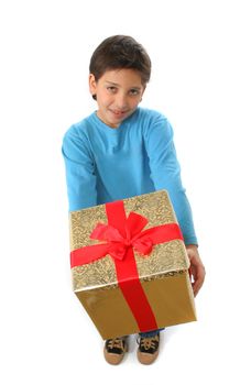 Cute boy with a christmas gift
