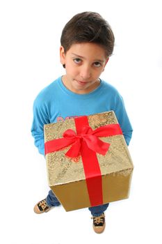 Cute boy with a christmas gift