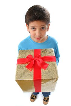 Cute boy with a christmas gift