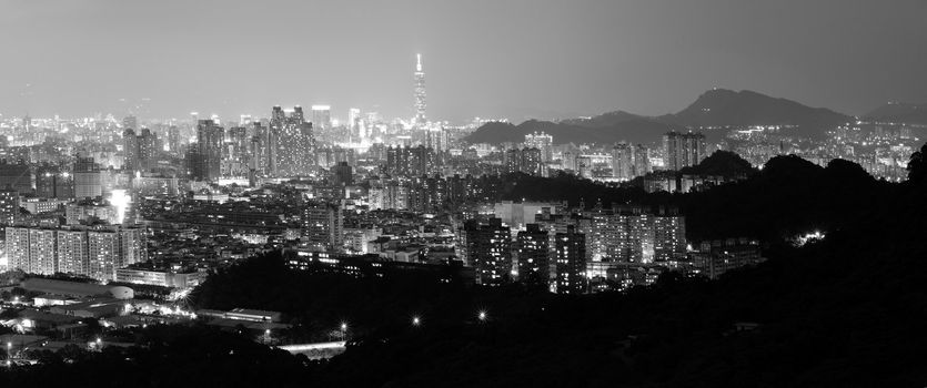 It is a beautiful city night in Taipei of Taiwan.
