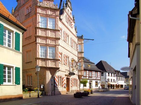 Bergzabern Strasse mit Gasthaus zum Engel
