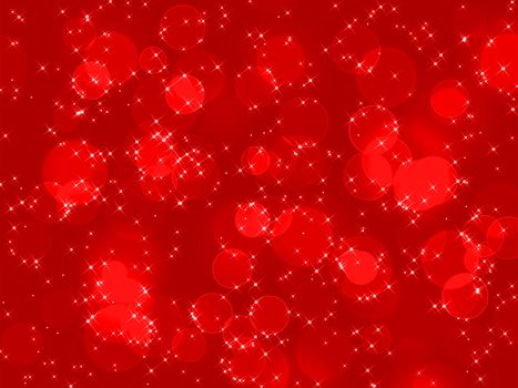 abstract lights and sparkles over the red  background