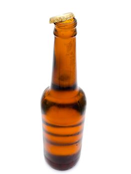 weeping bottle of fresh beer with open cork 