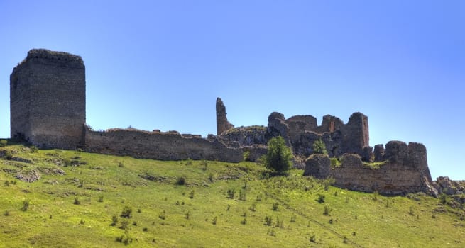 Image of Coltesti fortress.It was built in 13th century on arocky height with two abrupt slopes in Transylvania,Romania.