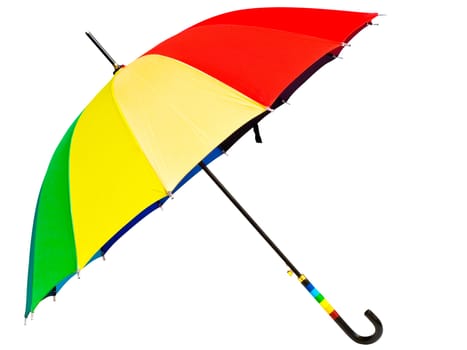 multicolored umbrella against the white background