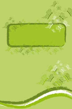background with green butterfly banner with lot of copy space 
