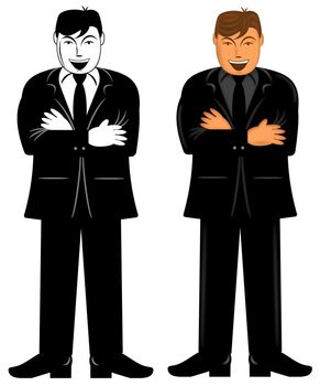 Business Executive Male Standing with Arms Folded Illustration