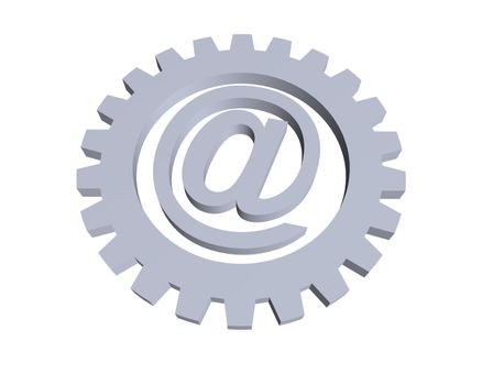email alias and gear wheel - 3d illustration