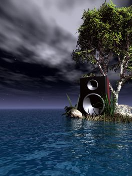 loudspeaker at the ocean - 3d illustration