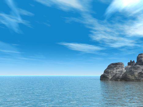 water landscape with rocks - 3d illustration