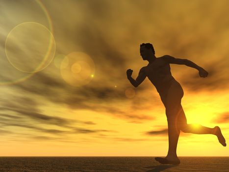 runner in the sunset - 3d illustration