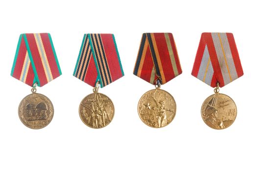 Russian Award on white background .soviet military jubilee medals