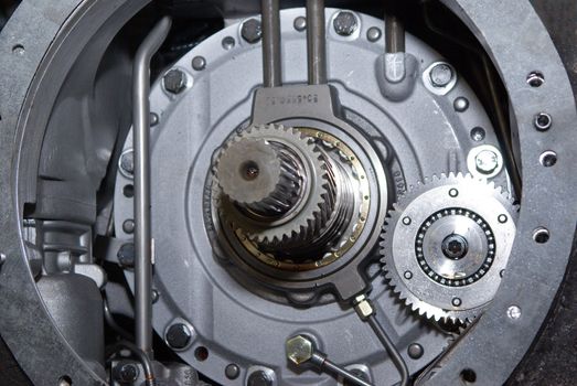 close up view of gears from old mechanism