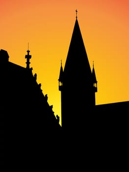 Medieval town silhouette. Bardejov town in Slovakia