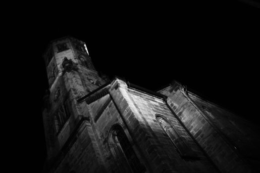 medieval church at night