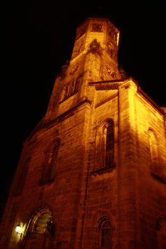 medieval church at night