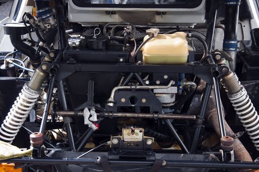 Sports car engine motor engine under the hood