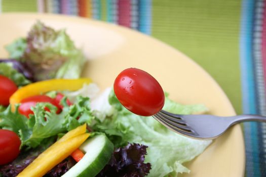 Fresh colorful salad with cherrie tamatoes and cucumber