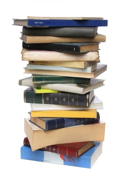 Big pile of books. White background