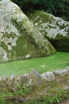 small lake with mossy stones and water