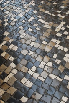 photo of a colorful pavement made of portuguese typical stones