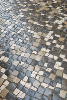 photo of a colorful pavement made of portuguese typical stones